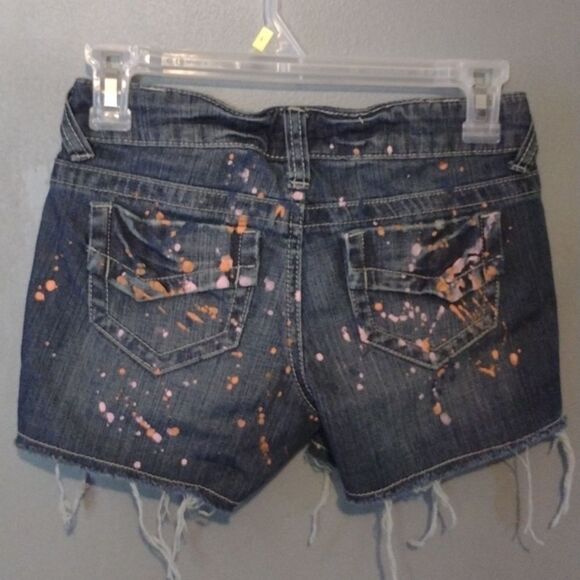 Delia's paint splattered Y2K style size 0 shorts pink orange blue - Picture 2 of 8